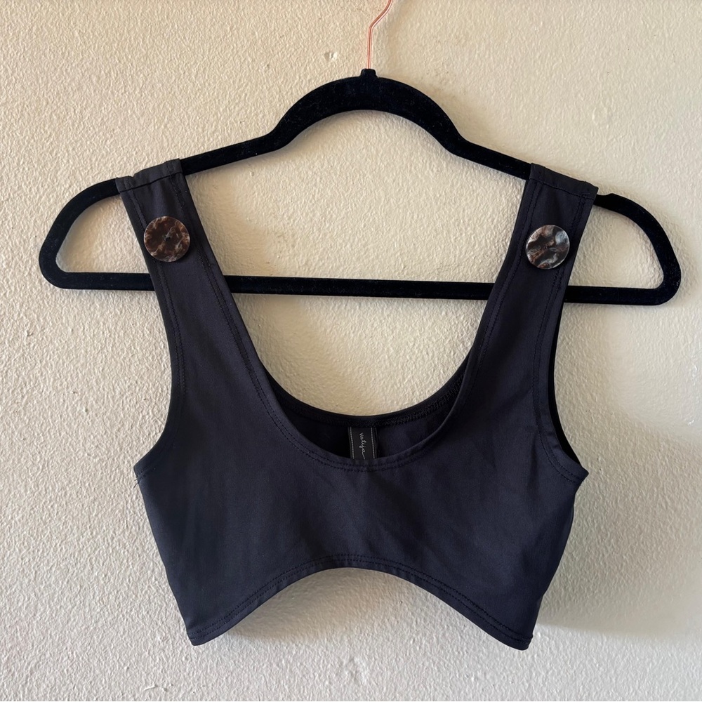 Black Crop Top with Button Details